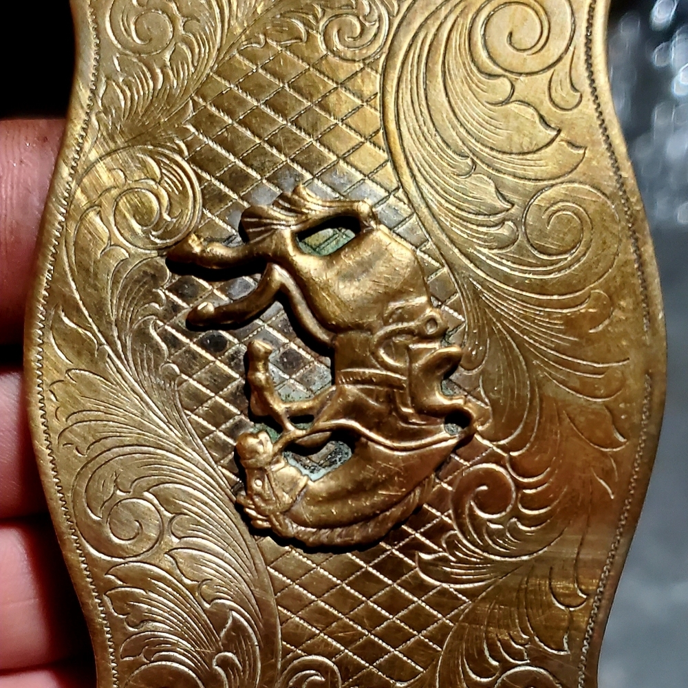 vintage solid brass belt buckle